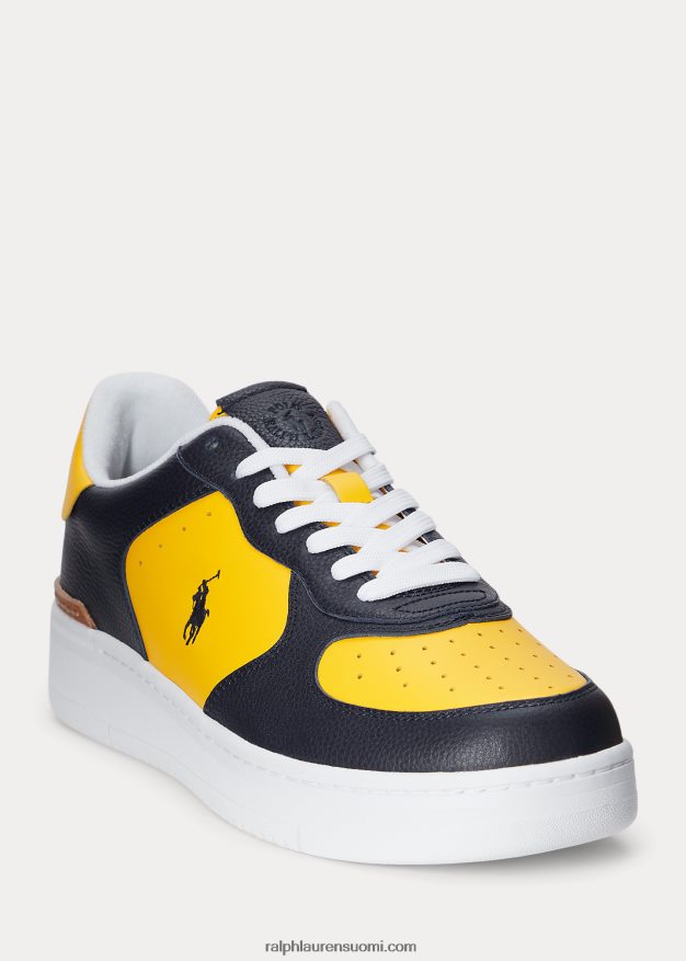 Ralph Lauren miehet Masters Court -nahkaiset tennarit 0Z24ZR2009 laivasto/kulta