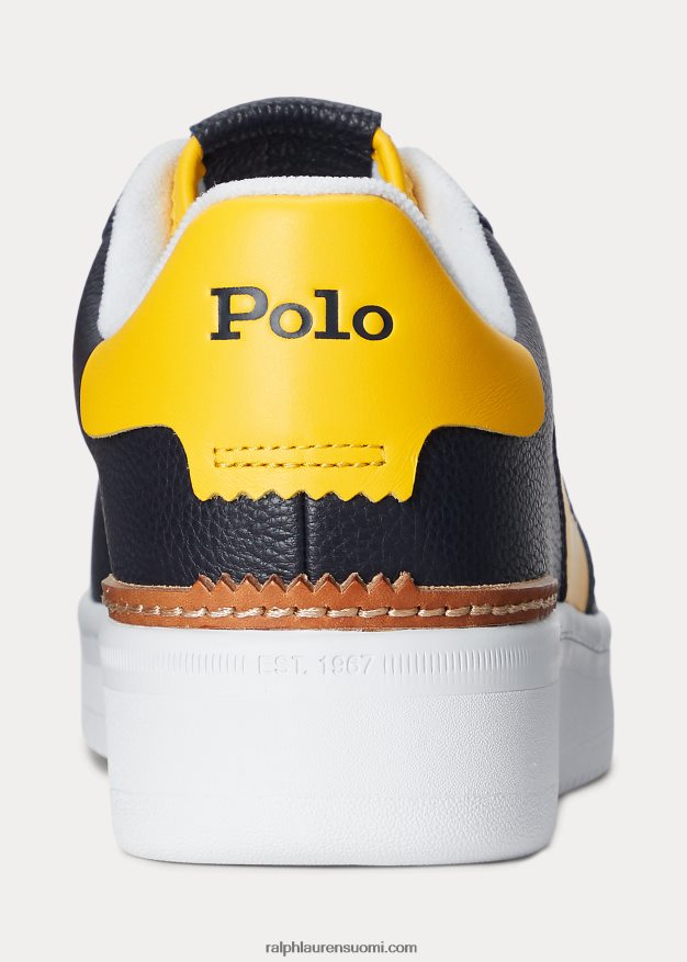 Ralph Lauren miehet Masters Court -nahkaiset tennarit 0Z24ZR2009 laivasto/kulta