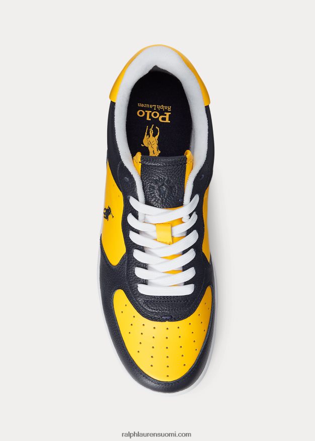 Ralph Lauren miehet Masters Court -nahkaiset tennarit 0Z24ZR2009 laivasto/kulta