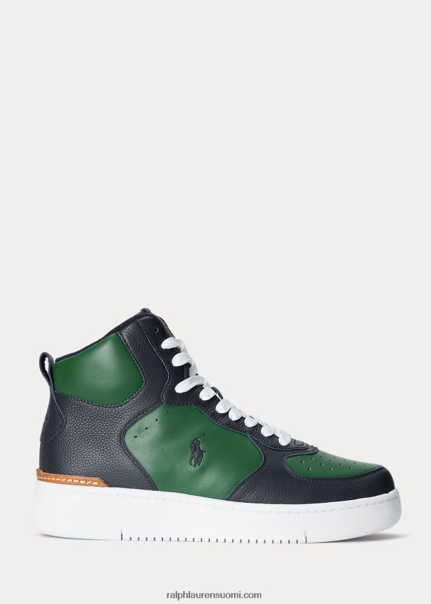 Ralph Lauren miehet Masters mid-nahkaiset lenkkarit 0Z24ZR2007 laivasto/metsä