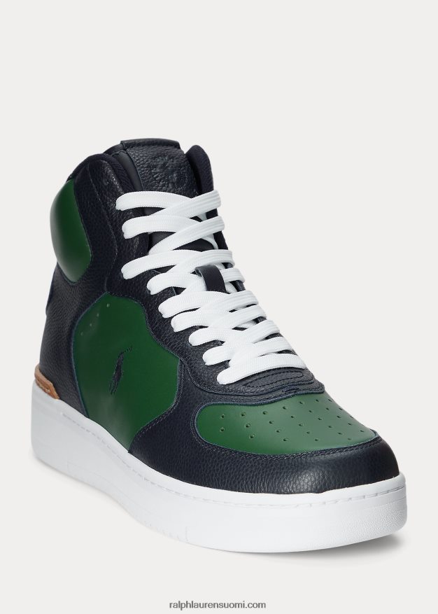 Ralph Lauren miehet Masters mid-nahkaiset lenkkarit 0Z24ZR2007 laivasto/metsä