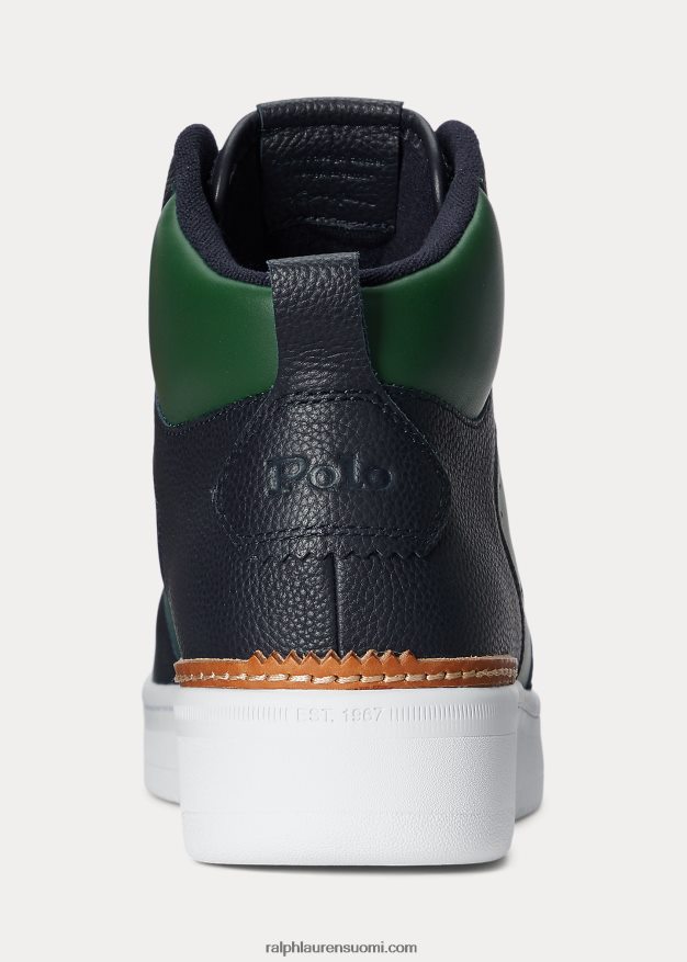 Ralph Lauren miehet Masters mid-nahkaiset lenkkarit 0Z24ZR2007 laivasto/metsä