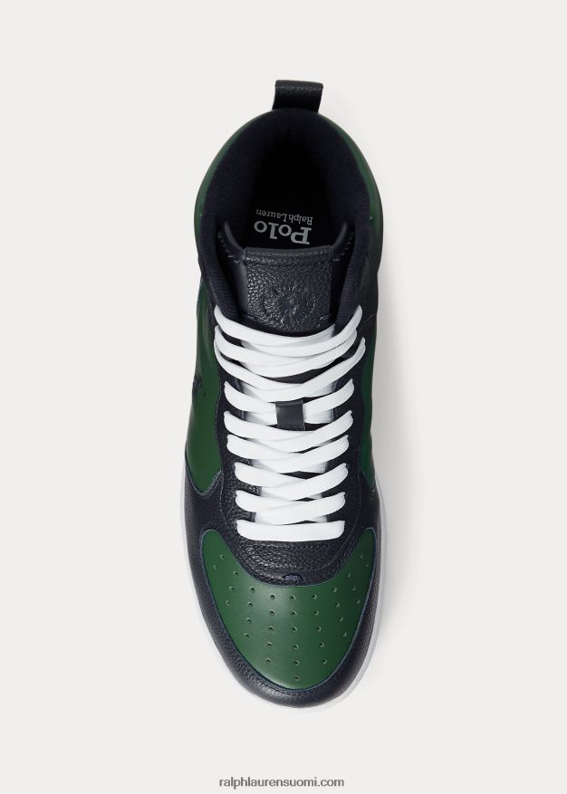 Ralph Lauren miehet Masters mid-nahkaiset lenkkarit 0Z24ZR2007 laivasto/metsä