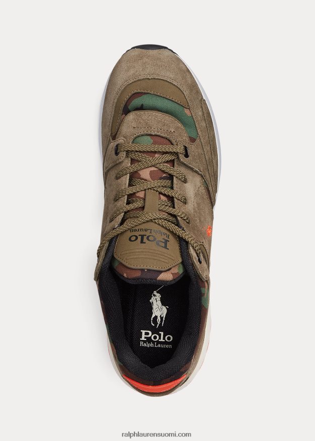 Ralph Lauren miehet Trackster 200 mokkanahka & twill lenkkari 0Z24ZR2190 katos oliivi