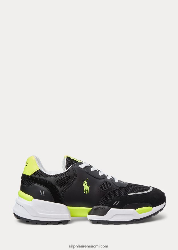 Ralph Lauren miehet jogger mokkanahka ja verkkolenkki 0Z24ZR1971 musta/turvakeltainen