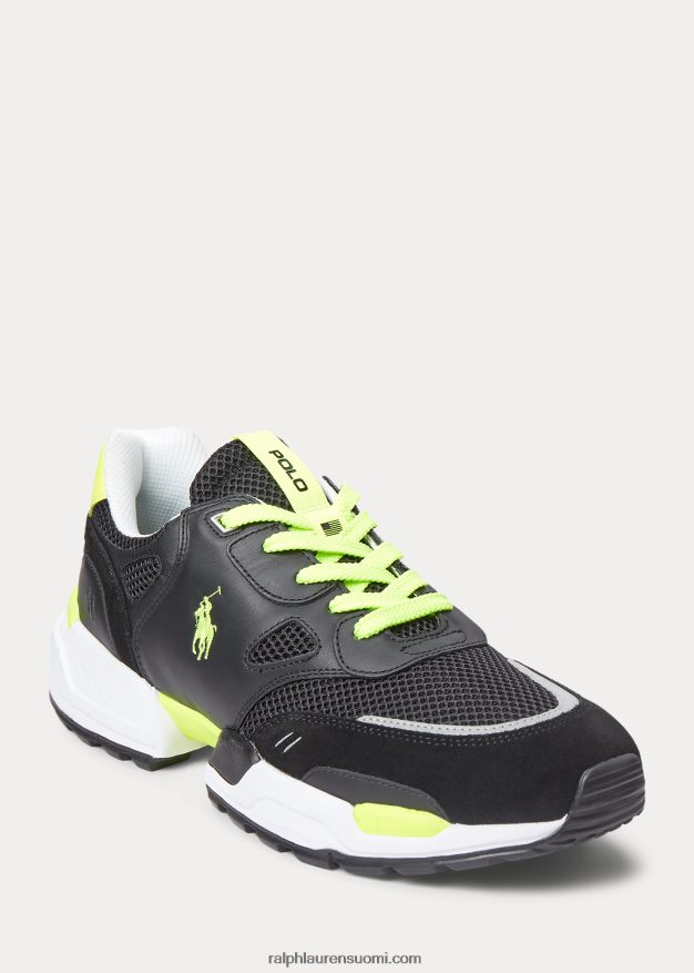 Ralph Lauren miehet jogger mokkanahka ja verkkolenkki 0Z24ZR1971 musta/turvakeltainen