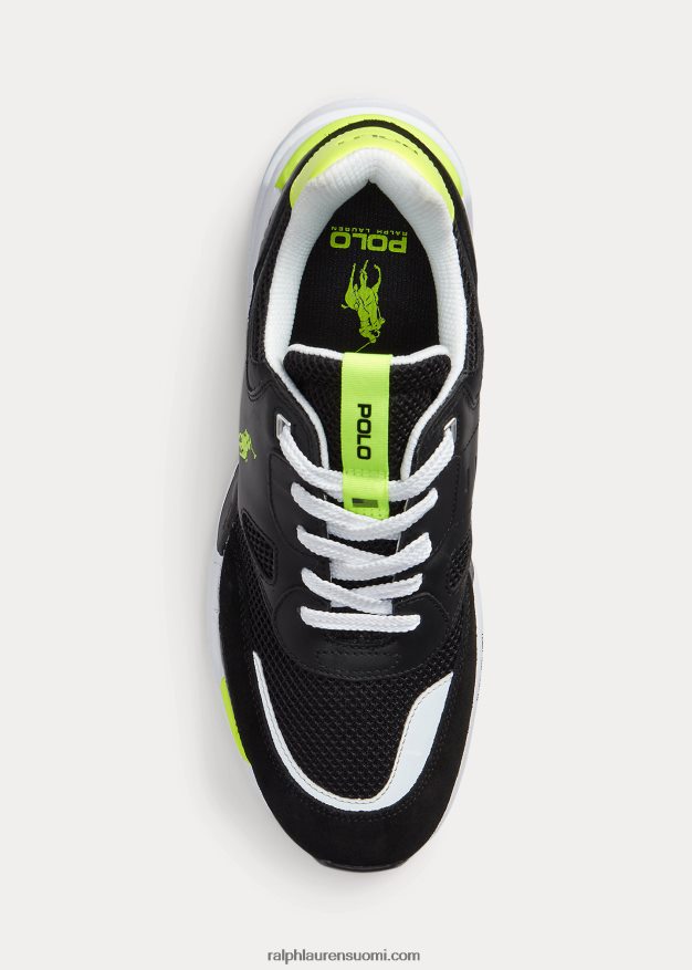 Ralph Lauren miehet jogger mokkanahka ja verkkolenkki 0Z24ZR1971 musta/turvakeltainen