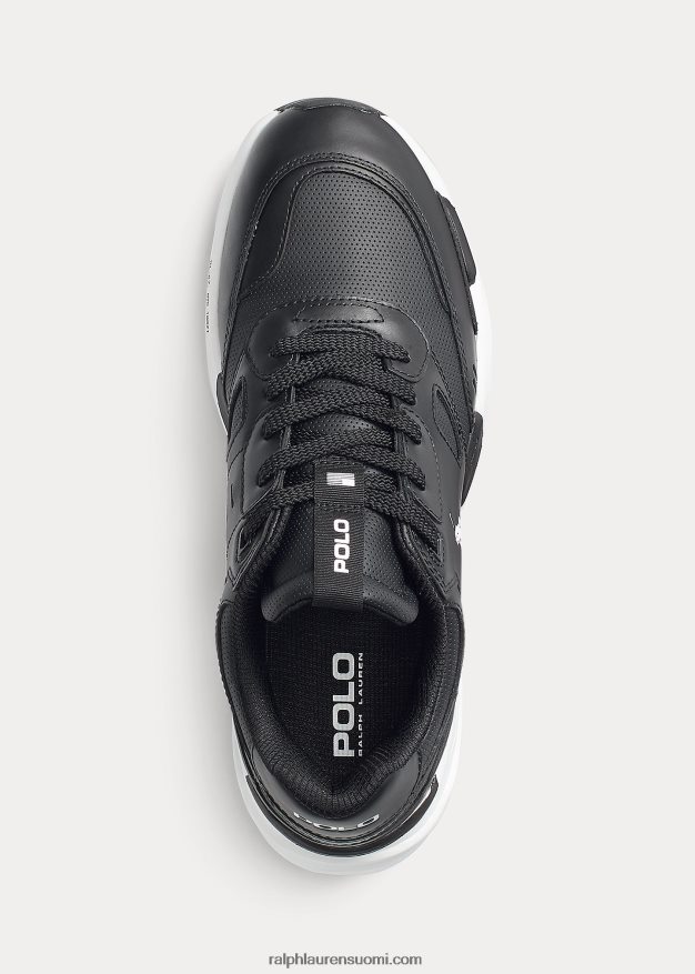 Ralph Lauren miehet jogger-nahkapaneelilliset tennarit 0Z24ZR1969 musta