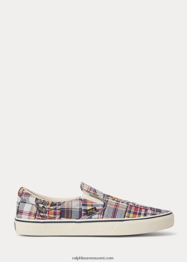 Ralph Lauren miehet keaton patchwork madras slip-on lenkkari 0Z24ZR2026 tiikeri tilkkutäkki moni