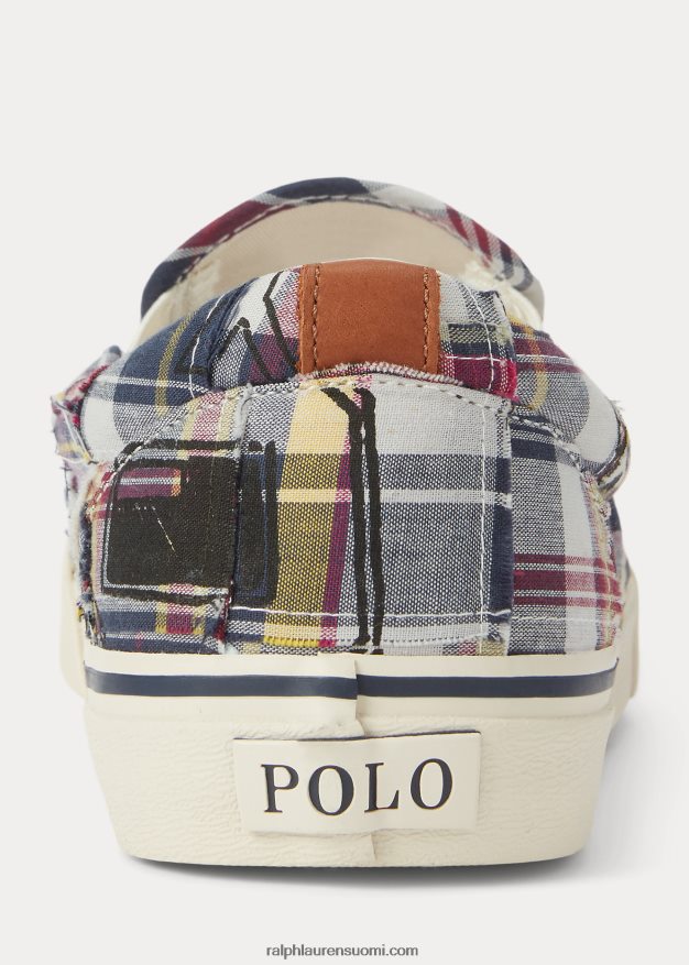Ralph Lauren miehet keaton patchwork madras slip-on lenkkari 0Z24ZR2026 tiikeri tilkkutäkki moni
