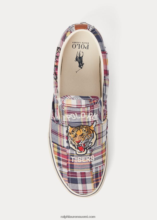 Ralph Lauren miehet keaton patchwork madras slip-on lenkkari 0Z24ZR2026 tiikeri tilkkutäkki moni