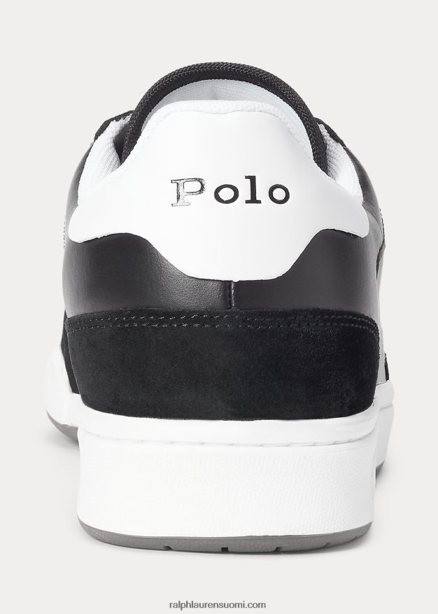 Ralph Lauren miehet kenttänahka-mokkanahka lenkkarit 0Z24ZR1996 musta valkoinen