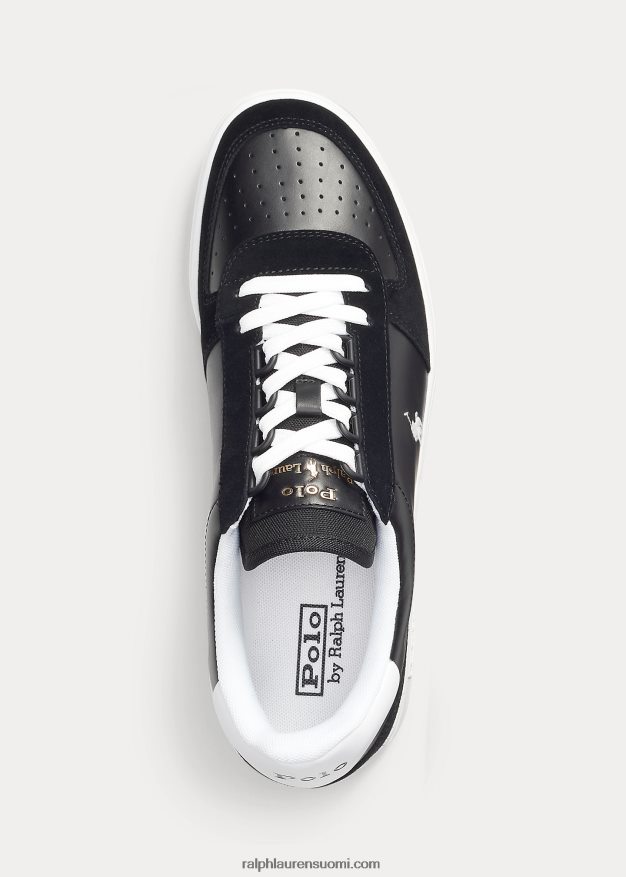 Ralph Lauren miehet kenttänahka-mokkanahka lenkkarit 0Z24ZR1996 musta valkoinen