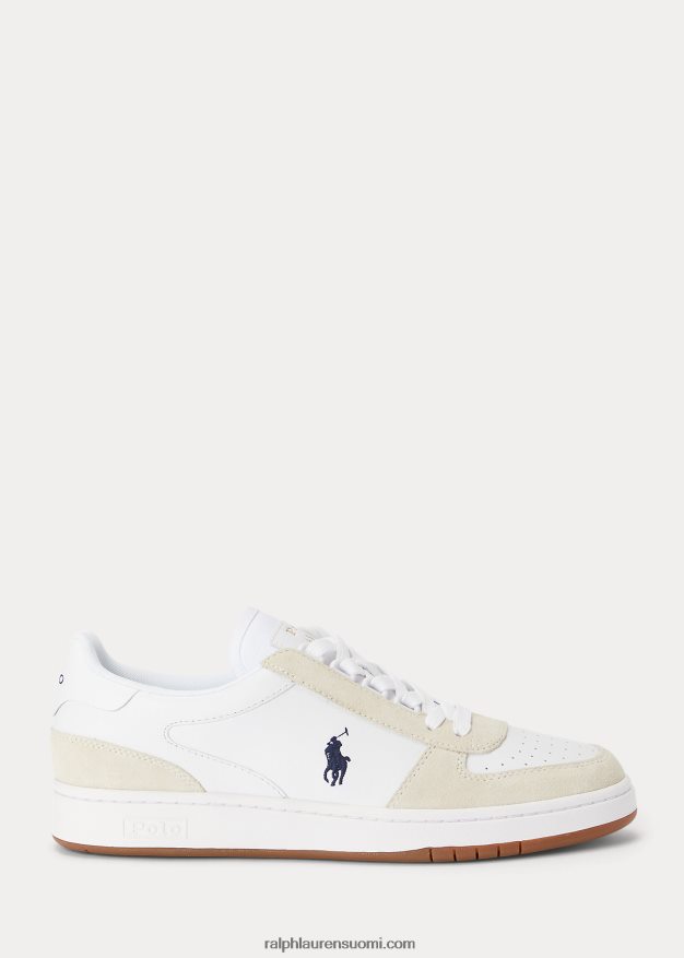 Ralph Lauren miehet kenttänahka-mokkanahka lenkkarit 0Z24ZR1997 valkoinen/newport laivasto