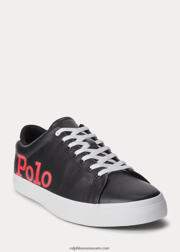 Ralph Lauren miehet longwood logollinen nahkalenkkari 0Z24ZR2022 musta/punainen/valkoinen