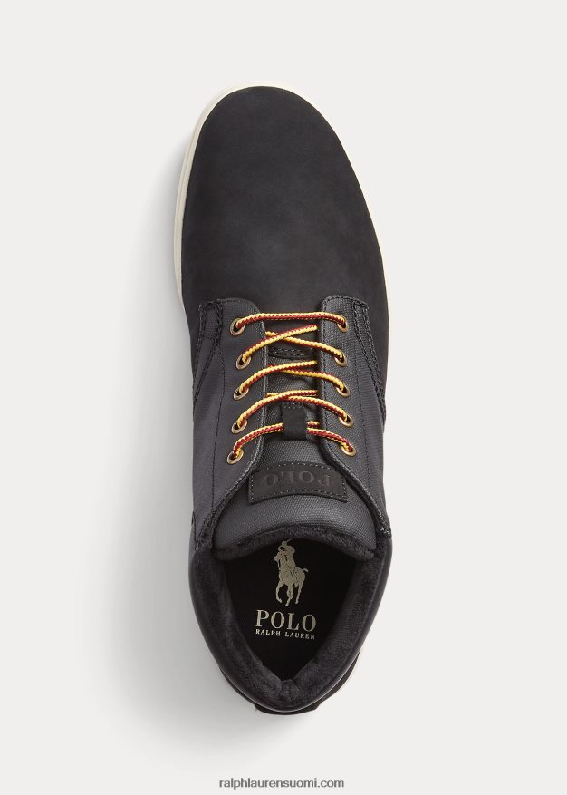 Ralph Lauren miehet nubuck & canvas lenkkarit 0Z24ZR2205 musta