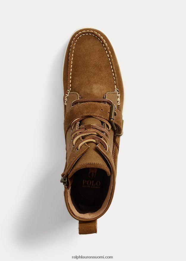 Ralph Lauren miehet ranger nubuck & canvas lenkkarit 0Z24ZR2199 rusketus