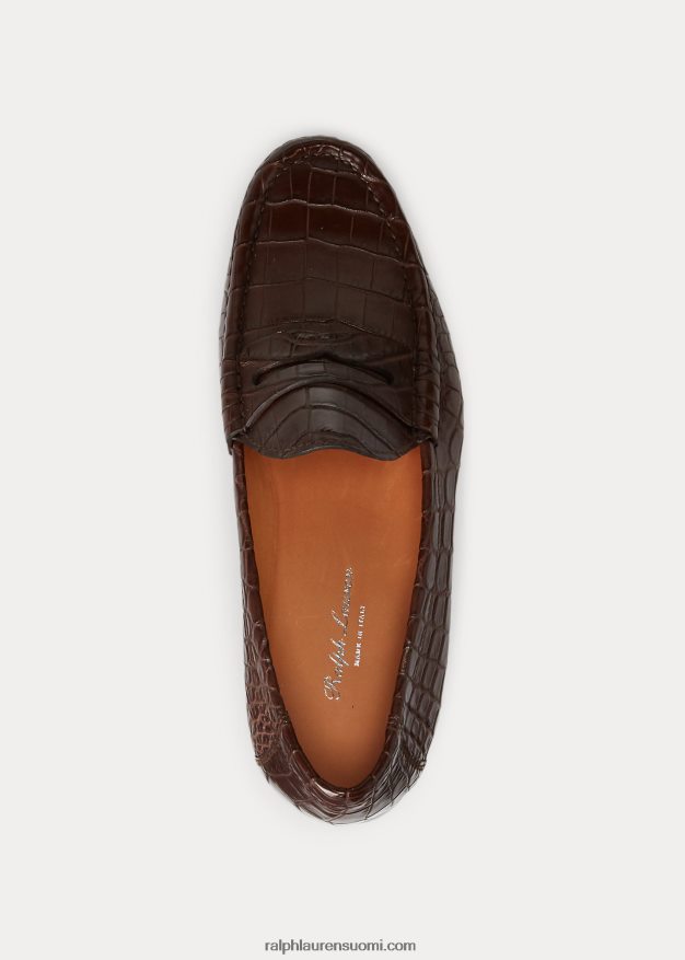 Ralph Lauren miehet chalmers crocotile loafer 0Z24ZR2162 tumman ruskea