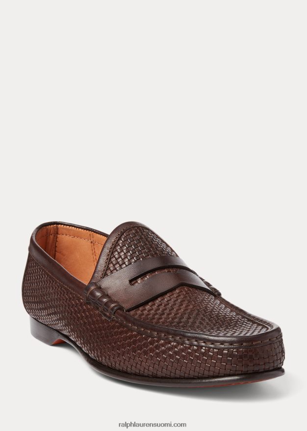 Ralph Lauren miehet chalmers kudottu nahka penny loafer 0Z24ZR2154 tumman ruskea
