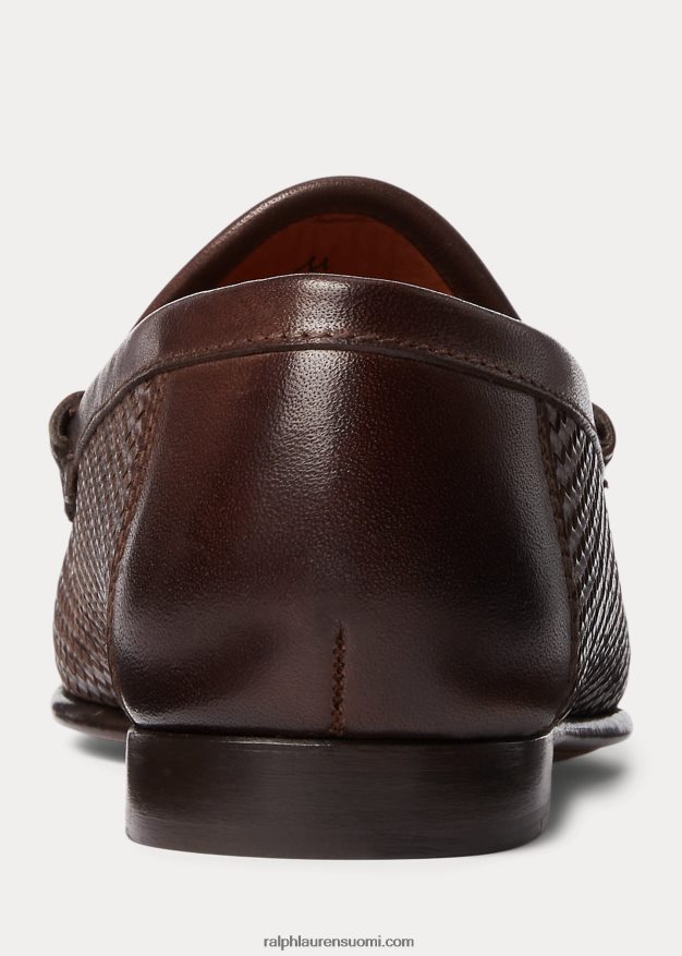 Ralph Lauren miehet chalmers kudottu nahka penny loafer 0Z24ZR2154 tumman ruskea