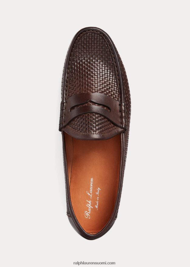 Ralph Lauren miehet chalmers kudottu nahka penny loafer 0Z24ZR2154 tumman ruskea