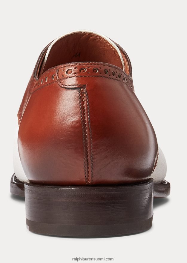 Ralph Lauren miehet kiillotettu nahka- ja mokkanahkainen kenkä 0Z24ZR8740 rusketus/kerma