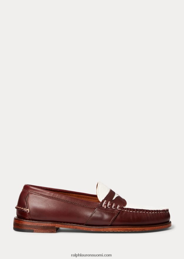 Ralph Lauren miehet morehouse-kokoelma penny loafer 0Z24ZR2094 viininpunainen ja kerma