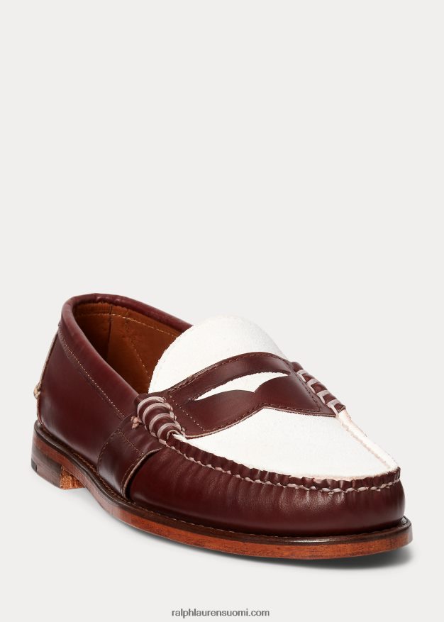 Ralph Lauren miehet morehouse-kokoelma penny loafer 0Z24ZR2094 viininpunainen ja kerma