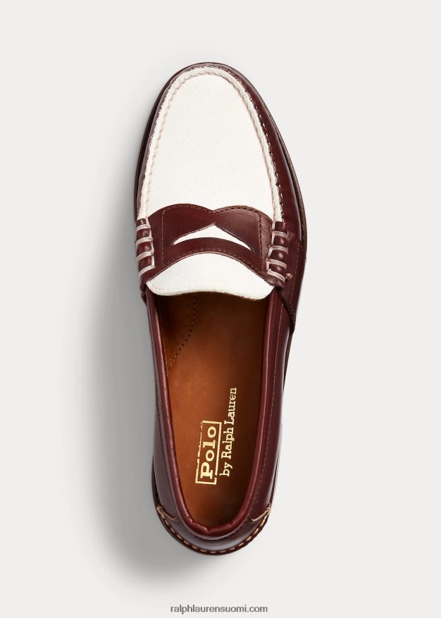 Ralph Lauren miehet morehouse-kokoelma penny loafer 0Z24ZR2094 viininpunainen ja kerma