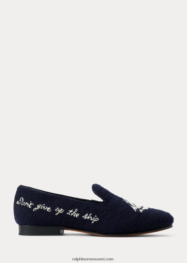 Ralph Lauren miehet paxton merihenkiset neulakärkiset tohvelit 0Z24ZR2105 laivasto/merenkulku