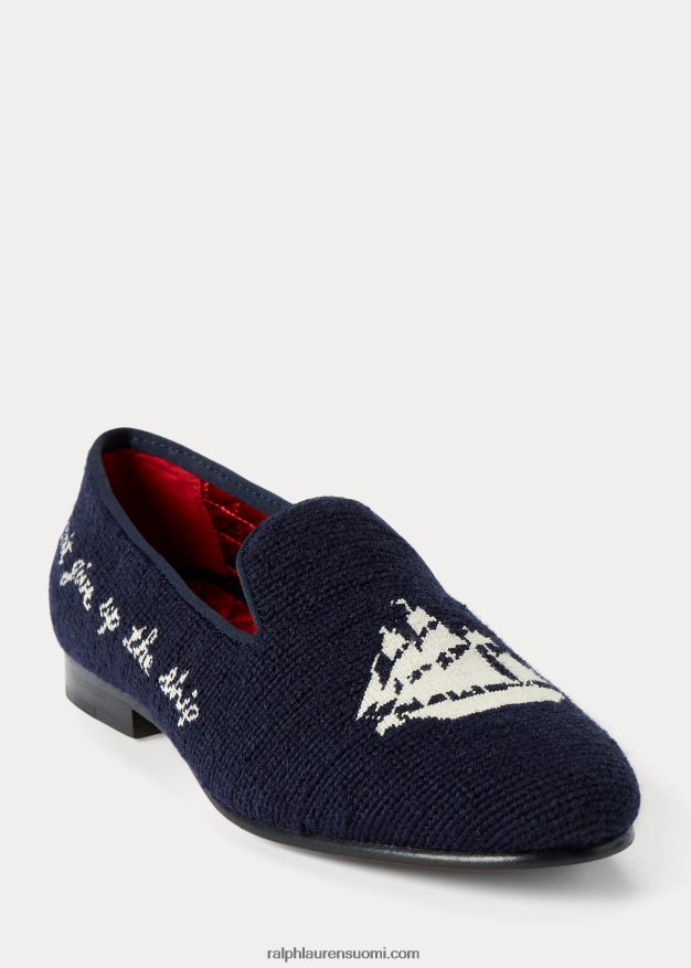 Ralph Lauren miehet paxton merihenkiset neulakärkiset tohvelit 0Z24ZR2105 laivasto/merenkulku