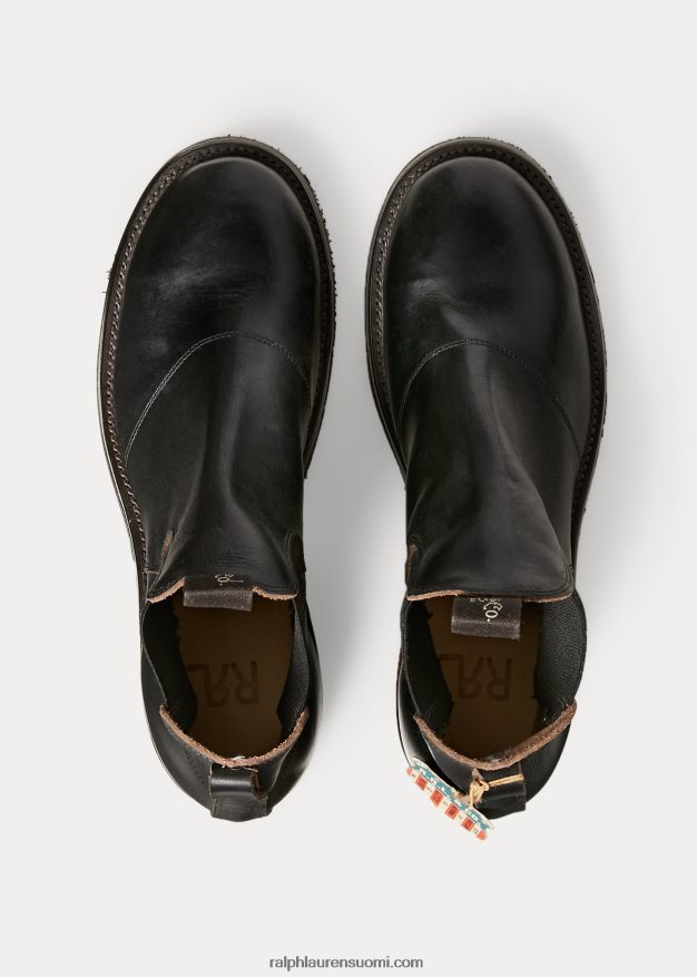 Ralph Lauren miehet käsin kiillotettu nahkainen chelsea-saappas 0Z24ZR2141 musta