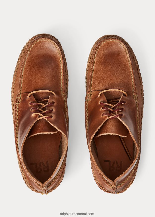 Ralph Lauren miehet nahkaiset chukka-tyyliset mokasiinisaappaat 0Z24ZR2140 ruskea