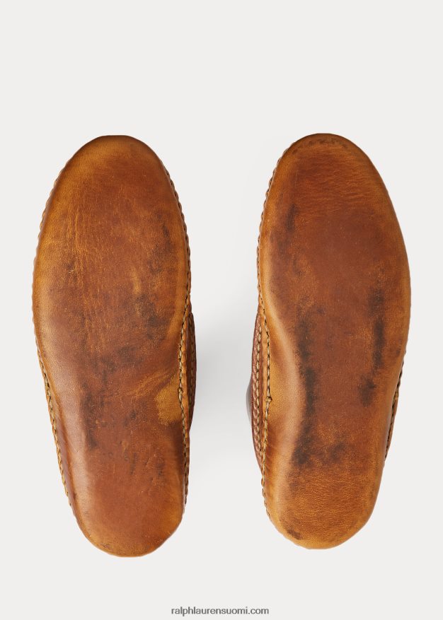 Ralph Lauren miehet nahkaiset chukka-tyyliset mokasiinisaappaat 0Z24ZR2140 ruskea