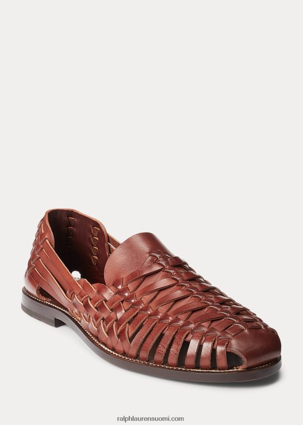 Ralph Lauren miehet käsin kudotut nahkasandaalit 0Z24ZR2145 konjakki