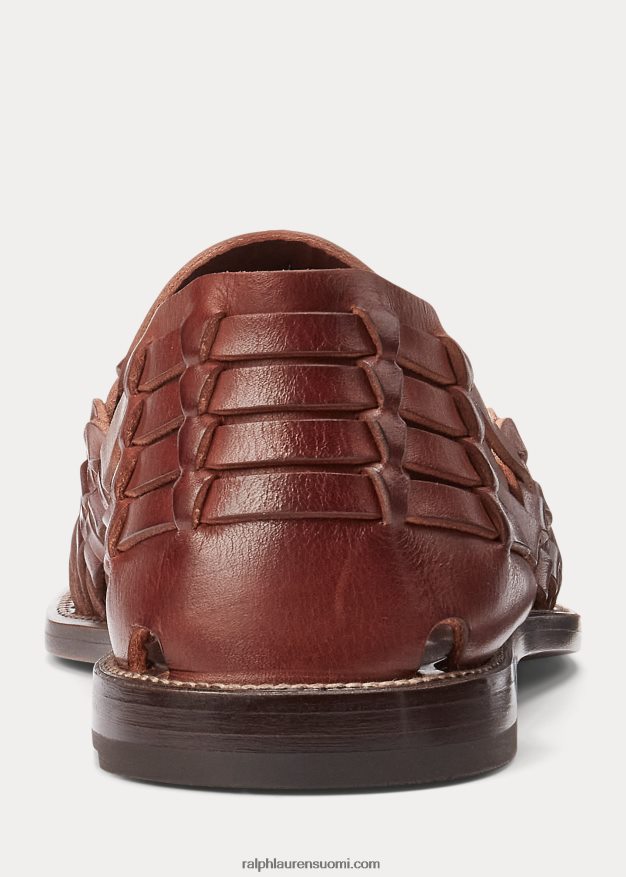 Ralph Lauren miehet käsin kudotut nahkasandaalit 0Z24ZR2145 konjakki