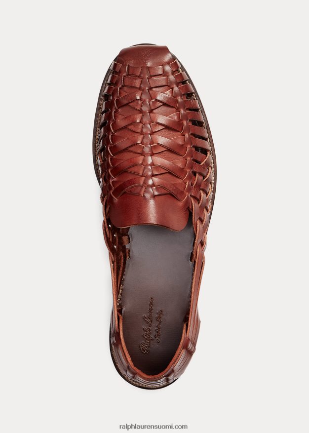 Ralph Lauren miehet käsin kudotut nahkasandaalit 0Z24ZR2145 konjakki