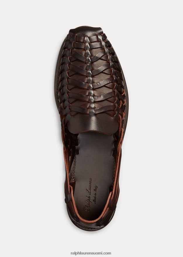 Ralph Lauren miehet käsin kudotut nahkasandaalit 0Z24ZR2146 matkalaukku ruskea