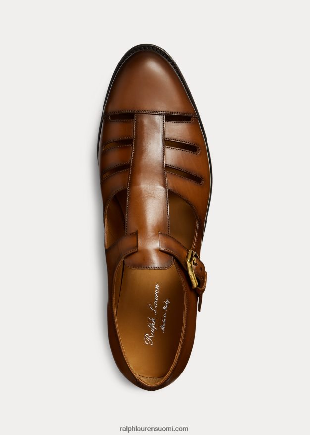 Ralph Lauren miehet kiillotettu vasikanahkainen kalastajan sandaali 0Z24ZR2147 konjakki