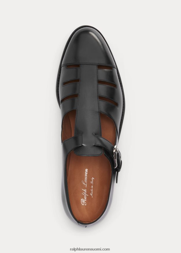 Ralph Lauren miehet kiillotettu vasikanahkainen kalastajan sandaali 0Z24ZR2148 musta