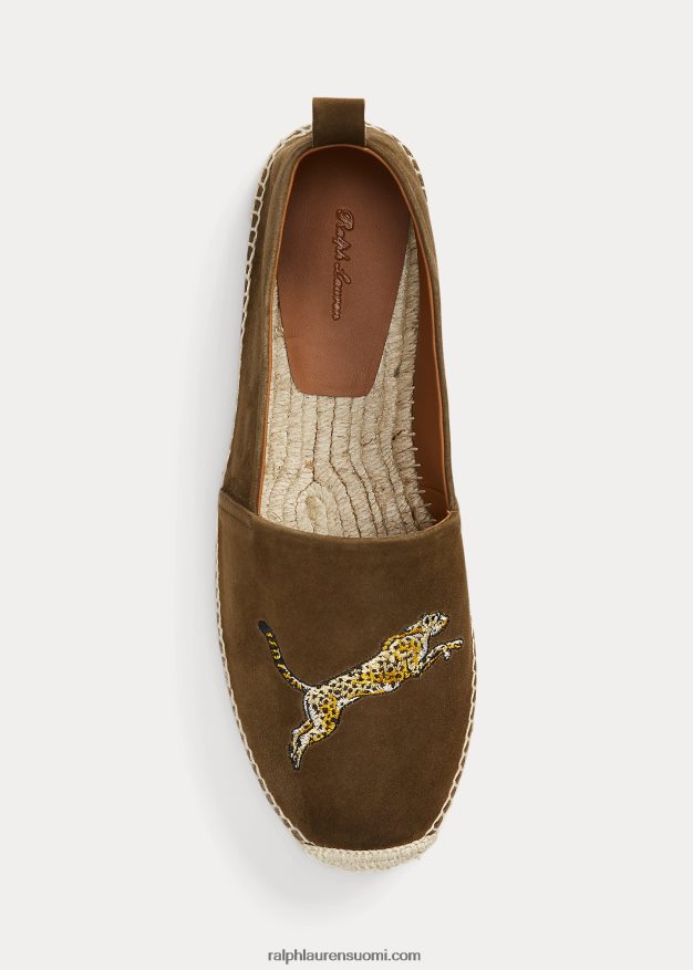 Ralph Lauren miehet bowsworth brodeerattu mokka espadrille 0Z24ZR2175 sahara oliivi