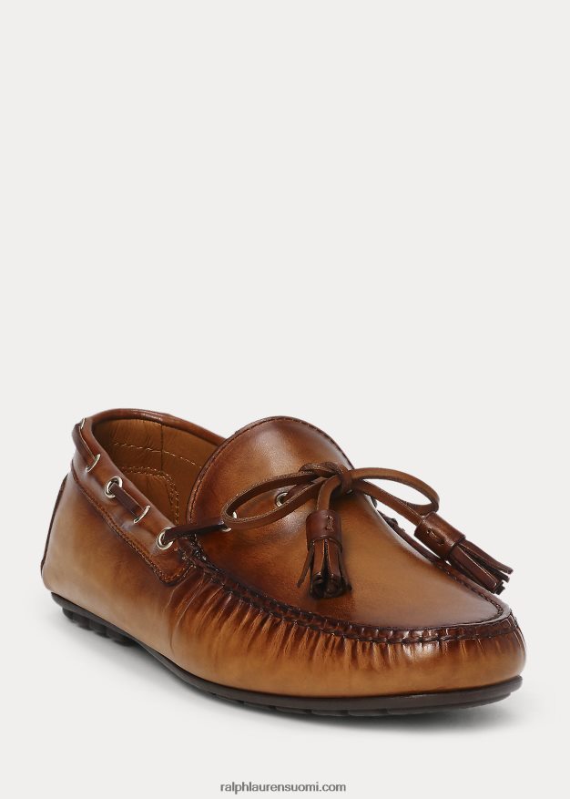 Ralph Lauren miehet harold tupsu vasikkanahkainen kuljettaja 0Z24ZR2167 rusketus