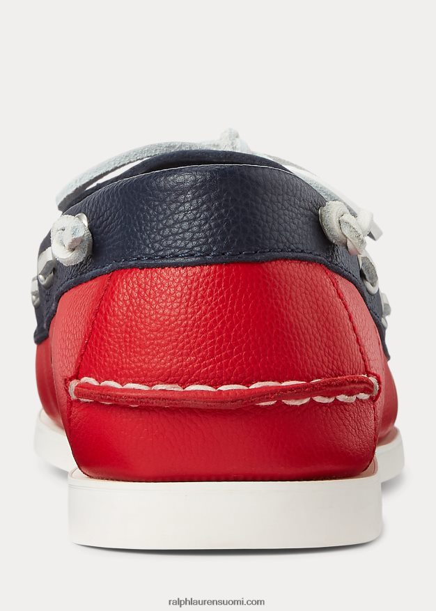 Ralph Lauren miehet merton kaksisävyinen nahkainen venekenkä 0Z24ZR2079 laivasto/punainen
