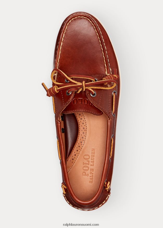 Ralph Lauren miehet merton nahkainen venekenkä 0Z24ZR2077 syvä satularusketus