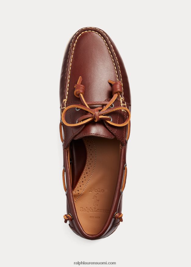 Ralph Lauren miehet merton nahkainen venekenkä 0Z24ZR2077 syvä satularusketus