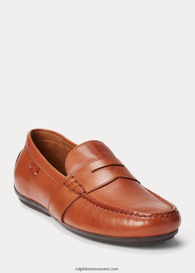 Ralph Lauren miehet reynold nahkainen kuljettaja 0Z24ZR2097 rusketus