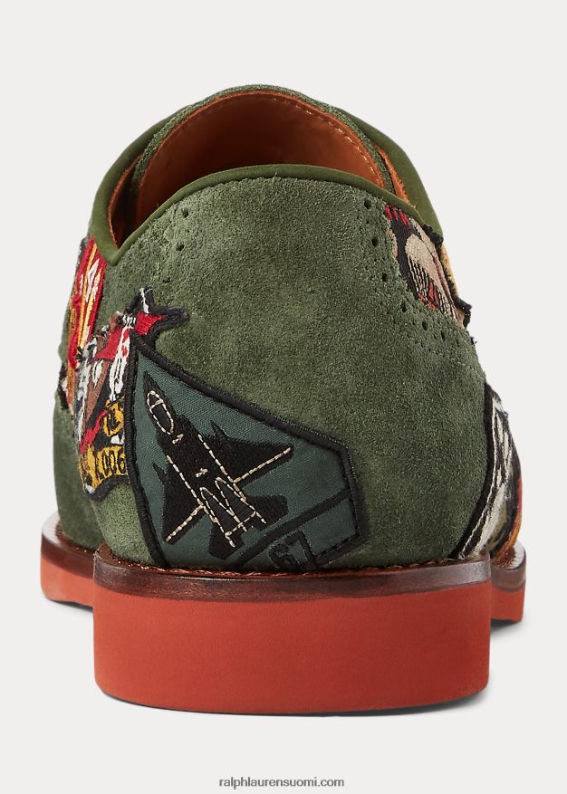 Ralph Lauren miehet rhett logo-patch mokkanahkainen wingtip kenkä 0Z24ZR2118 klassinen harmaa