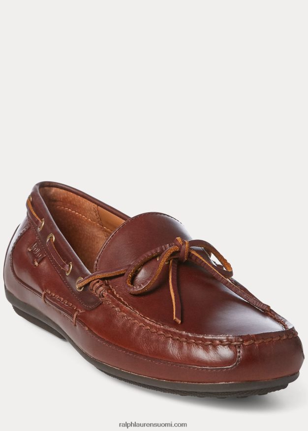 Ralph Lauren miehet roberts nahkainen kuljettaja 0Z24ZR2084 syvä satularusketus