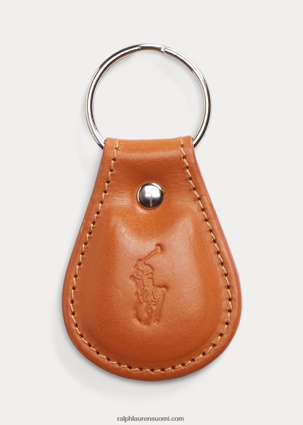 Ralph Lauren miehet suitset nahkainen avaimenperä 0Z24ZR2552 rusketus