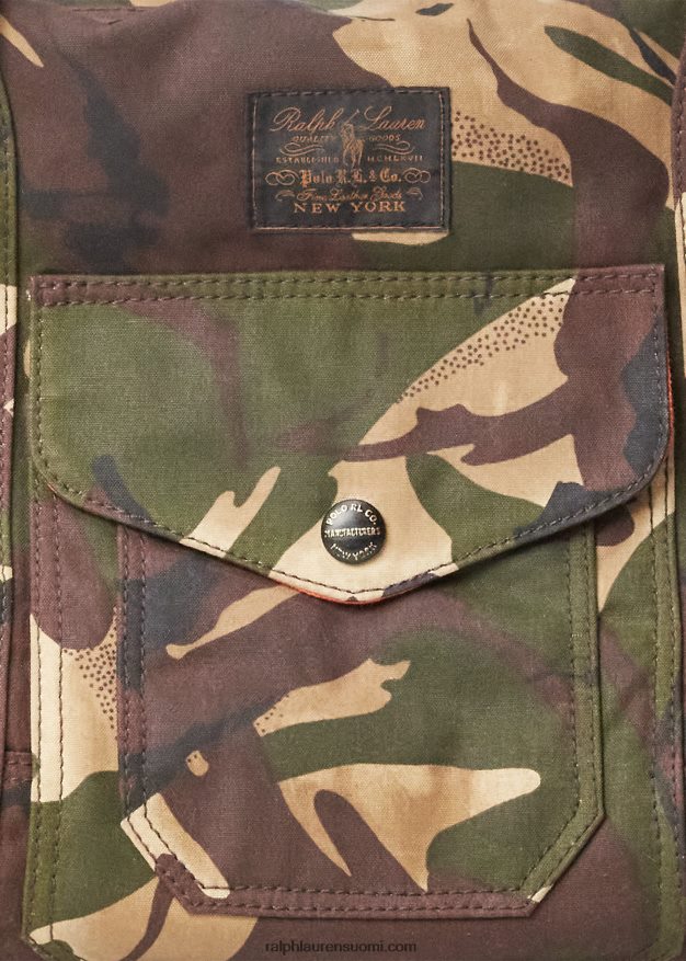 Ralph Lauren miehet nahkaverhoiltu kanvas duffeli 0Z24ZR9082